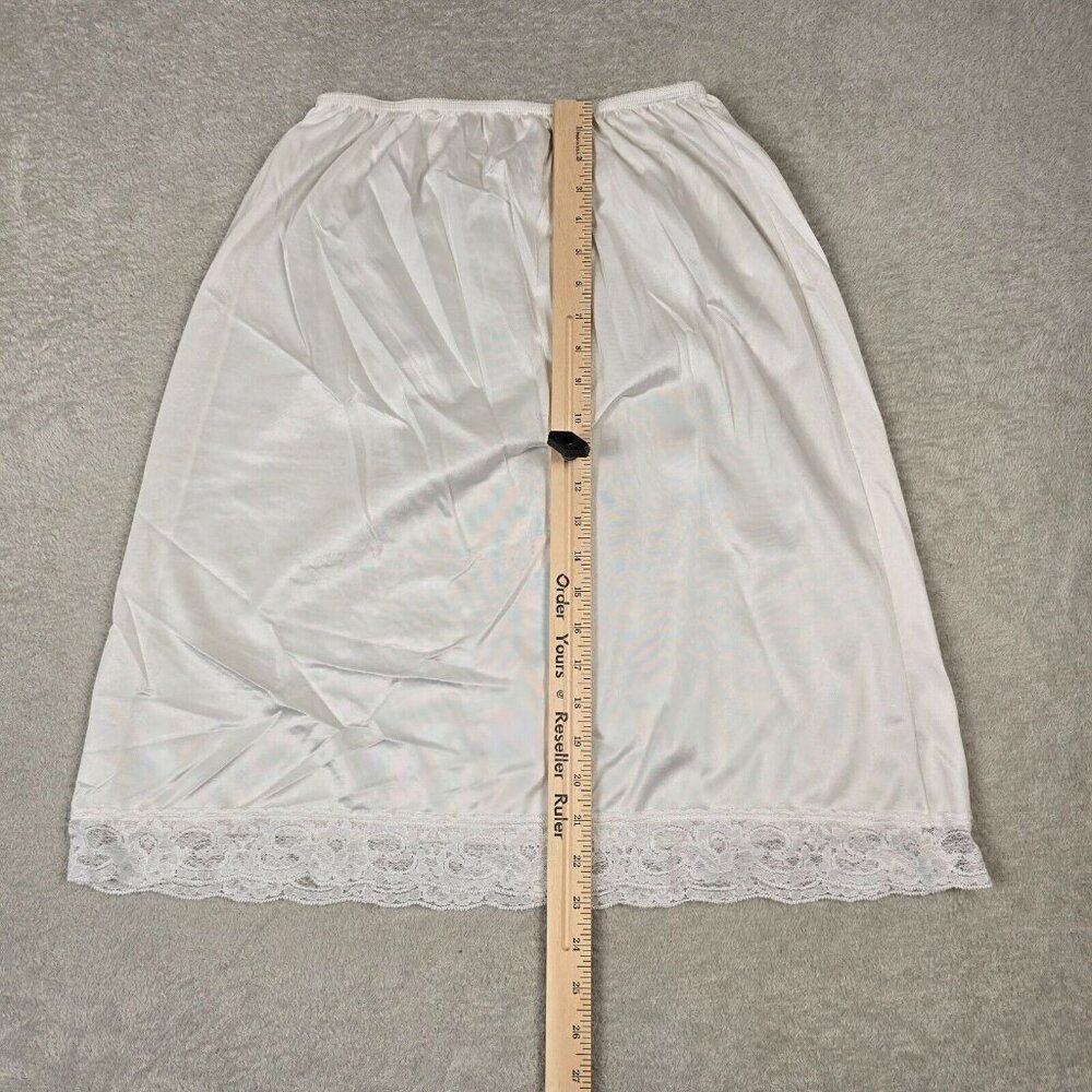 Vintage Kaydette Half Slip Womens 1X White Lace Trim Nylon Fairycore Coquette - Picture 4 of 7